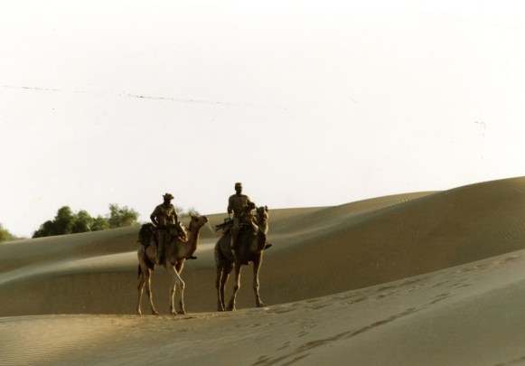 A camel-mounted BSF unit patrolling the International Border with Pakistan in Rajasthan. Express Archive