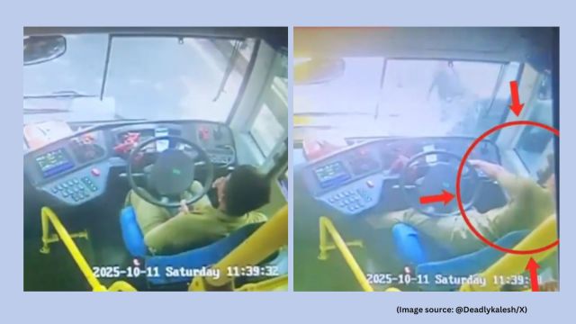 The now-viral video shows the driver losing control as the conductor desperately tries but fails to stop the vehicle (Image source: @DeadlyKalesh/X)