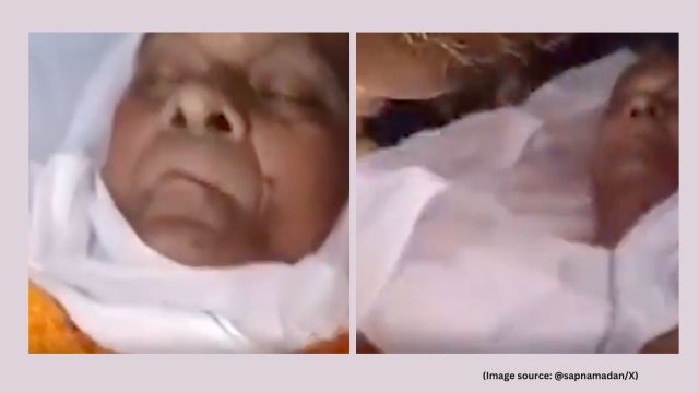 At the cremation ground, instead of lighting himself on fire, Mohan Lal symbolically burned his own arthi (Image source: @sapnamadan/X)