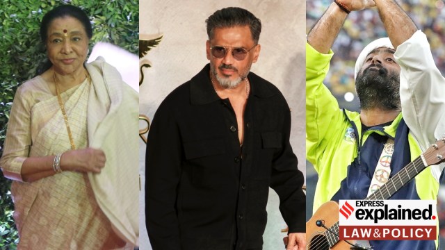 (left to right) Asha Bhosle, Suniel Shetty, and Arijit Singh. (File)