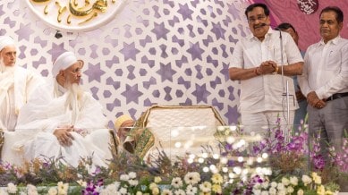 Union Jal shakti minister Cr paatil with Dawoodi Bohra Spiritual leader Syedna Mufadal Saifuddin