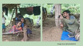 Sharing the video, the user wrote, "Just saw a video of a CRPF Cobra jawan showing a cartoon on his phone to tribal kids for the first time deep in the jungles of Chhattisgarh!!" (Image source: @TacticalKafir/X)