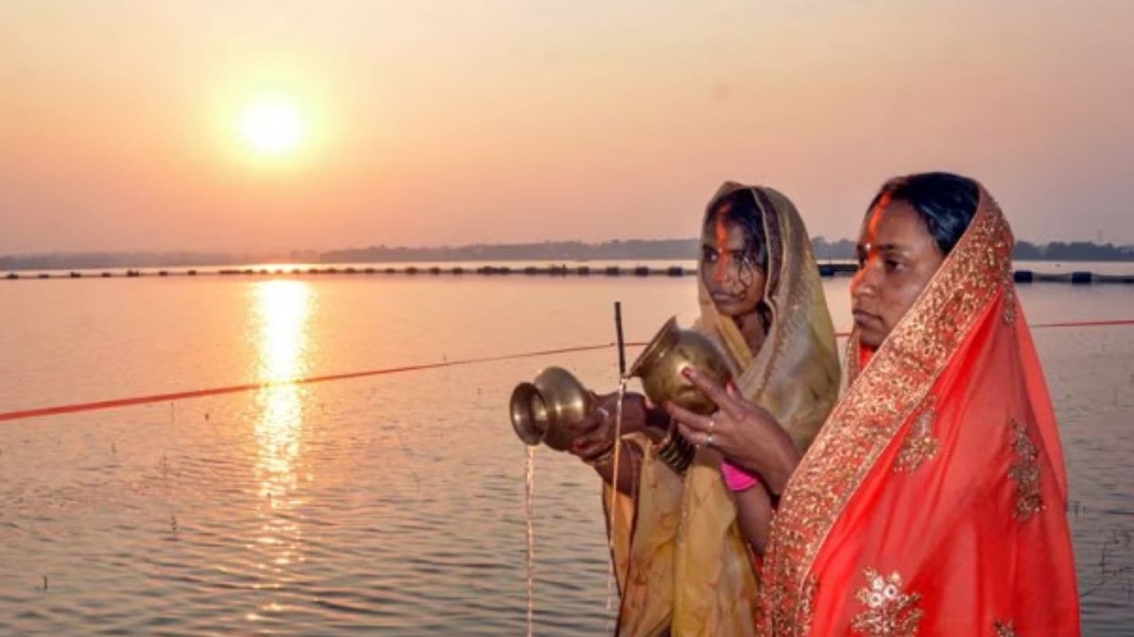 During Chhath, women offer "Arghya” to sun, which literally translates to offering. (PTI Photo)