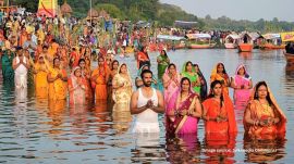 Chhath Puja is a Hindu festival dedicated to the sun deity, Surya, and his sister Chhathi Maiya (Image source: Wikimedia Commons)