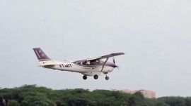 A Cessna 206H aircraft took off from the IIT-Kanpur airstrip for a cloud-seeding operation over the Capital on Tuesday.