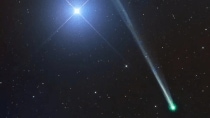An image of C/2025 R2 (SWAN) captured on Sept. 15 close to the blue star Spica. (Image credit: Gerald Rhemann, Michael Jaeger)