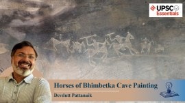 cave paintings of horses in Bhimbetka, India