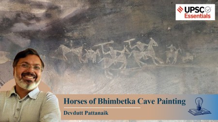 cave paintings of horses in Bhimbetka, India