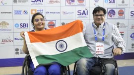 Her effort of 19.80m brought the 40-year-old from Hisar her third Worlds medal, but she will soon be brought back to training by her coach, two-time world para silver medallist and two-time Para Asian Games champion Amit Saroha (right). (SAI Photo)