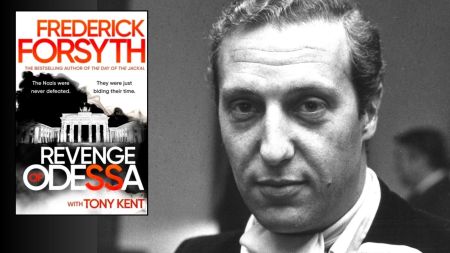 The cover of Revenge of Odessa, Frederick Forsyth's final novel co-written with Tony Kent.
