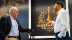 Garry Kasparov and Viswanathan Anand analyse a game at the Clutch Chess: The Legends exhibition clash. (PHOTO: Lennart Ootes via St Louis Chess Club)
