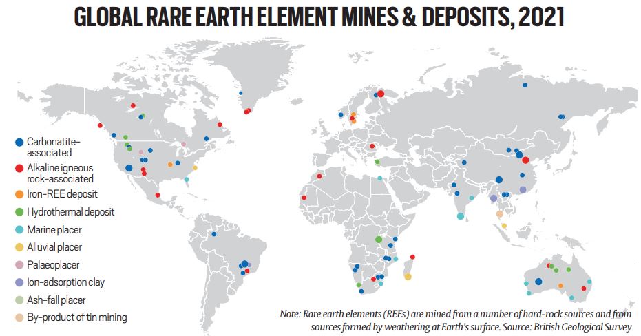 Global mine deposits distribution.