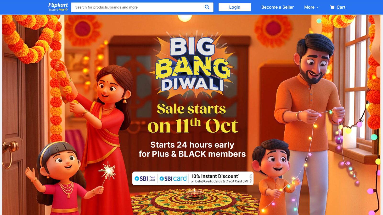 In collaboration with State Bank of India, Flipkart is offering immediate savings on qualified transactions as part of the promotion. For extra discounts, customers can also take advantage of exchange promotions and free EMI plans. (Image: Flipkart)