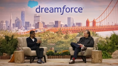 Google CEO Sundar Pichai also talked to Sales CEO Mark Benioff about the tech giant's AI hub in India.