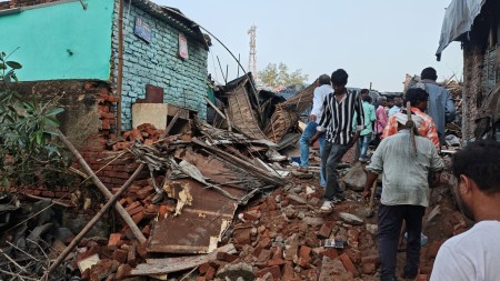shanties razed, Gurgaon shanties razed, Gurgaon, shanties razed in Gurgaon, Haryana Shahari Vikas Pradhikaran, delhi news, India news, Indian express, current affairs
