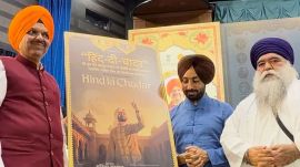 Maharashtra CM Devendra Fadnavis released devotional song of Satinder Sartaaj at Mumbai. Damdami Taksal chief Harnam Singh Khalsa was also present on the occasion.