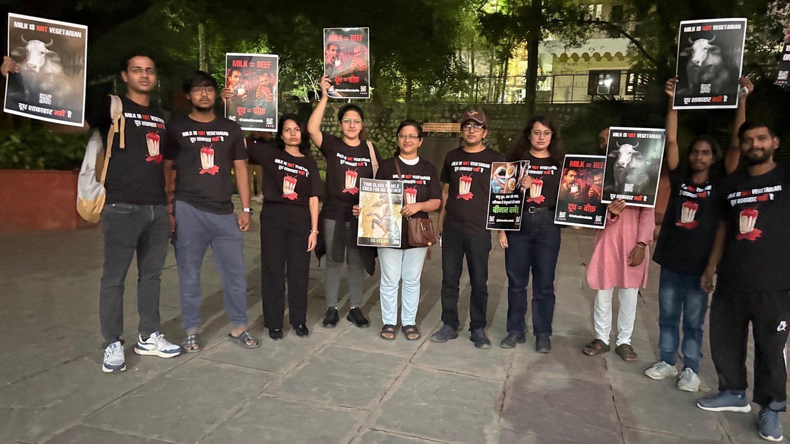 Delhi Activists Protest Dairy Consumption in Deer Park