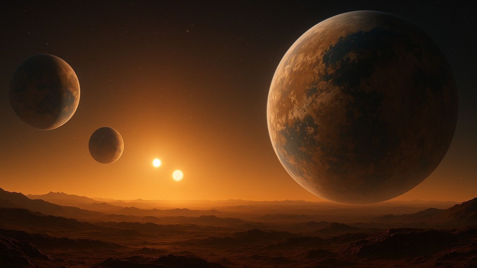 One of the exoplanets orbiting the two “failed stars”, about 120 light-years away from Earth, is similar to the legendary desert planet Tatooine from Star Wars, which is well-known for its double sunsets. (AI-generated image: DALLE)