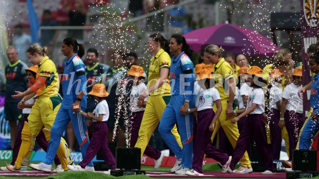 Indian and Australian women's team ahead of Women's World Cup 2025 semifinal in Navi Mumbai. (Express Photo by Amit Chakravarty)