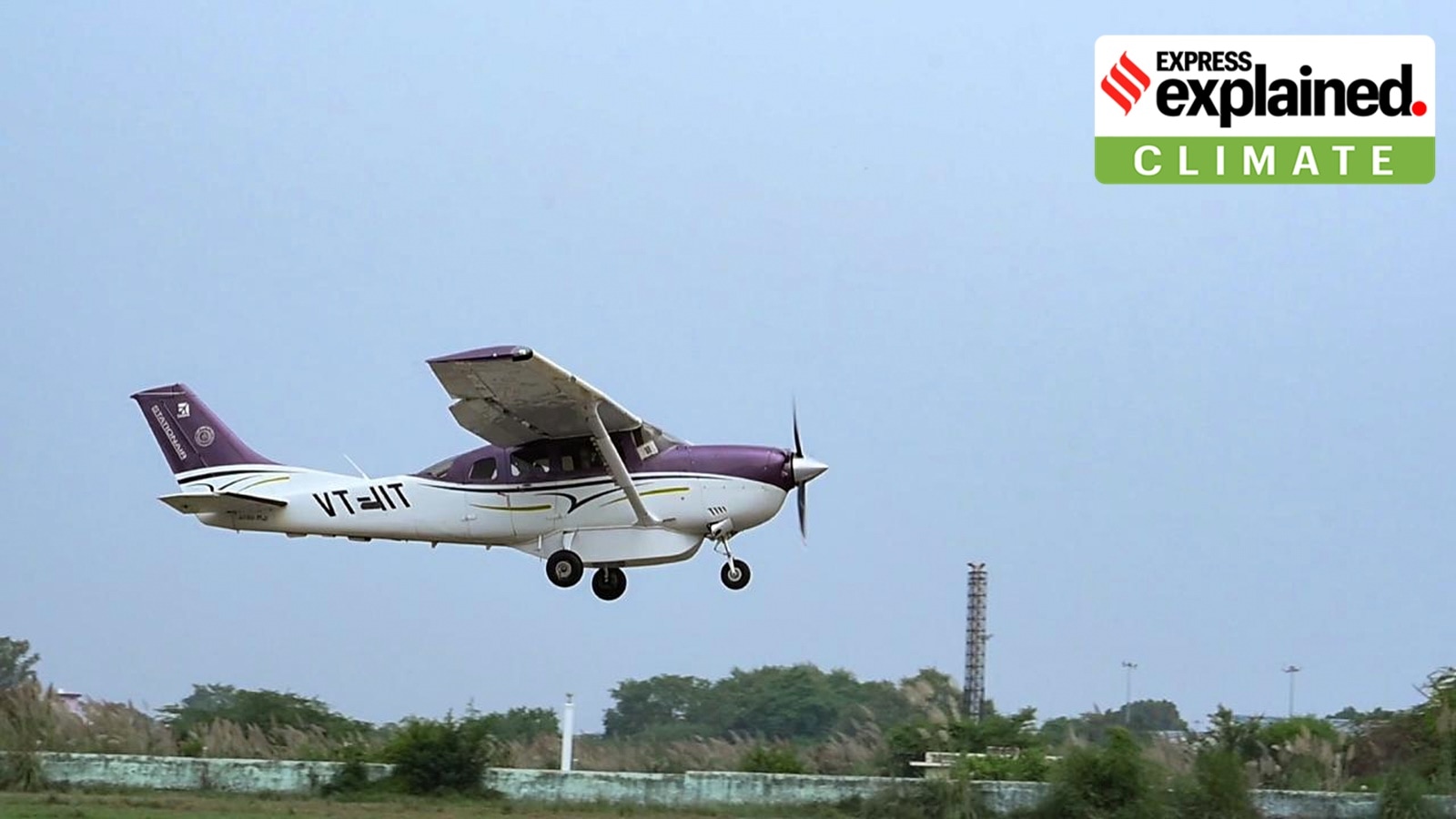In this photo shared by Indian Institute of Technology, a plane takes off from Kanpur for New Delhi for a cloud seeding trial.
