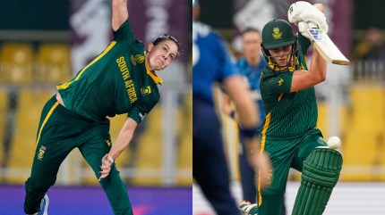 L-R: South Africa pacer Marizanne Kapp registered five-wicket haul while skipper Laura Wolvaardt scored 169 against England during Women's World Cup semifinal. (PHOTO: AP)