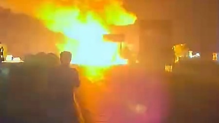 A massive ball of fire erupted at the spot as the cylinders exploded one after the other on the Jaipur-Ajmer highway.