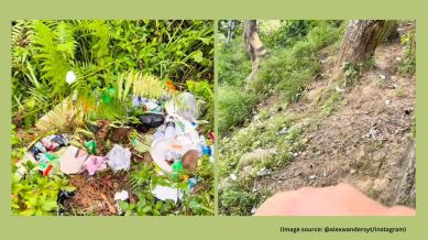 Walking through the area, he pointed to piles of garbage scattered just a few feet away from dustbins (Image source: @alexwandersyt/Instagram)