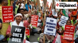A two-day protest organised by the TMC against the Centre pausing MGNREGS funds in Kolkata in 2022.