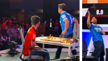Former world champion Vladimir Kramnik was not amused by Hikaru Nakamura throwing Gukesh Dommaraju's king into the fans at the Checkmate: USA vs India clash in Arlington, Texas. (Screengrabs via ChessBase India YouTube)