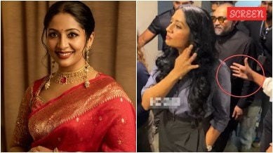 As Navya Nair was leaving the venue with Pathirathri's team, someone in the crowd reached out and attempted to touch her inappropriately from behind.