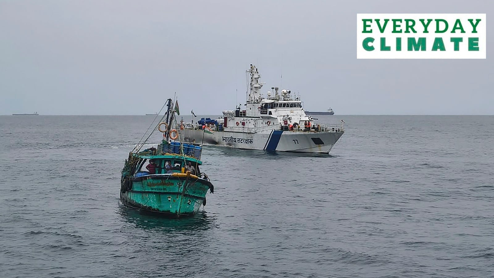 Montha: Indian Coast Guard personnel reach out to fishermen at sea, asking them to return to the shores amid possibility of a cyclone developing over southeast Bay of Bengal.