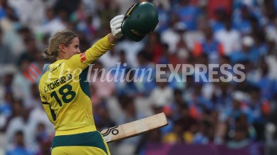 Phoebe Litchfield scored a blazing hundred against India in Women's World Cup 2025 semifinal. (Express Photo by Amit Chakravarty)