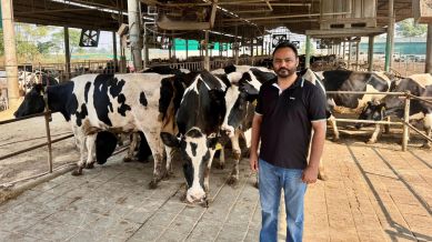 Sikander Singh Swaich at his automatic dairy farm in village Chaswal District Patiala