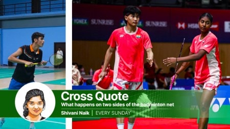 (LEFT) Rounak Chouhan, who was India's u19 men's singles lead; (RIGHT) Lalramsanga and Vishakha Toppo during India's semifinals clash against Indonesia at the BWF World Junior Mixed Team Championships 2025 in Guwahati. (PHOTOS: Special arrangements, Badminton Photos)