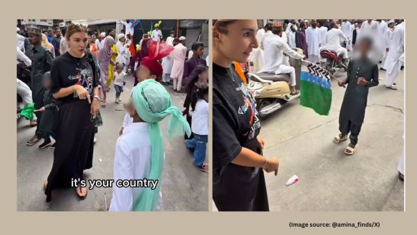 Instead of correcting their actions, the children respond defiantly, some even toss more litter in front of her (Image source: @amina_finds/X)