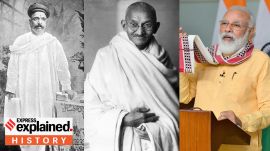 SWADESHI (from left to right) Bal Gangadhar Tilak, Mahatma Gandhi, and Narendra Modi. (Wikimedia Commons, PMO)