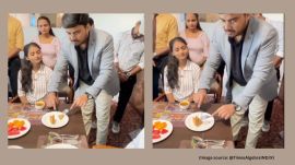 He shows how to take neat, small bites, dipping each piece into chutney with precision, advising students to repeat the process slowly and deliberately. (Image source: @TimesAlgebraIND/X)
