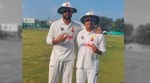 Sanat Sangwan (L) and Ayush Doseja were the heroes for Delhi on Day 2 of their Group D Ranji Trophy match against Hyderabad. (PHOTO: DDCA via X)
