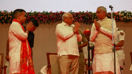 Harsh Sanghavi, Acharya Devvrat, new Gujarat Deputy CM Harsh Sanghavi, Gujarat Deputy CM Harsh Sanghavi, Commonwealth Games, Ahmedabad news, Gujarat news, Indian express, current affairs