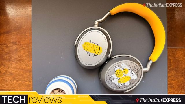 The Sennheiser Momentum 4 has a splash of yellow across the ear cups and even on the band.