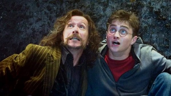 Sirius Black with Harry Potter in the Prisoner of Azkaban, the third installment of the series