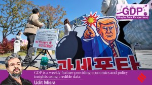A cartoon depicting U.S. President Donald Trump is seen to oppose a planned his visit near the U.S. Embassy in Seoul, South Korea, Tuesday, Oct. 28, 2025.