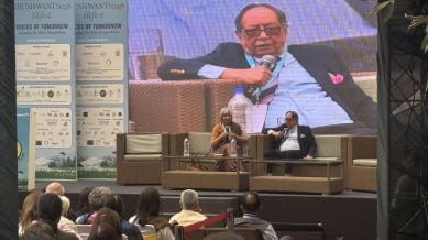 Former RAW chief AS Dulat in conversation with Jyoti Malhotra at Khushwant Singh Literature Festival Kasauli on Saturday. (Express Photo/ Man Aman Singh Chhina)
