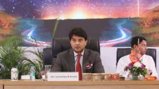 Jyotiraditya Scindia, Minister of Communications and Development of North Eastern Region, at a press conference on the sidelines of IMC 2025.