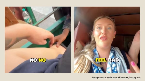 A few of them were even seen touching the Thai couple, trying to persuade them to give money (Image source: @discoverwithemma_/Instagram)