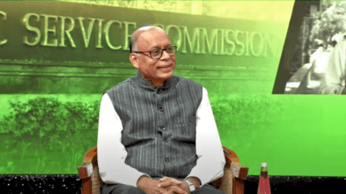 UPSC chairperson during the interaction (Screengrab from live telecast)