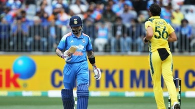 Virat Kohli was dismissed for duck by Mitch Starc in first AUS vs IND ODI. (PHOTO: AP)