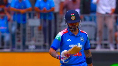 Virat Kohli walks away after his dismissal for a duck in the first ODI in Perth. (Screengrab via JioHotstar)