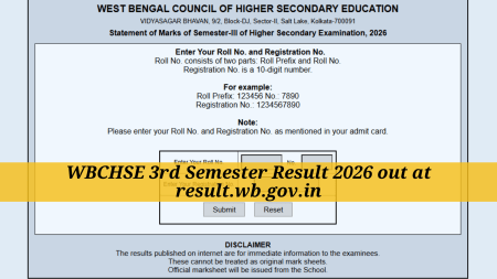 WBCHSE 3rd Semester Result 2026 out at result.wb.gov.in (Official website screengrab)