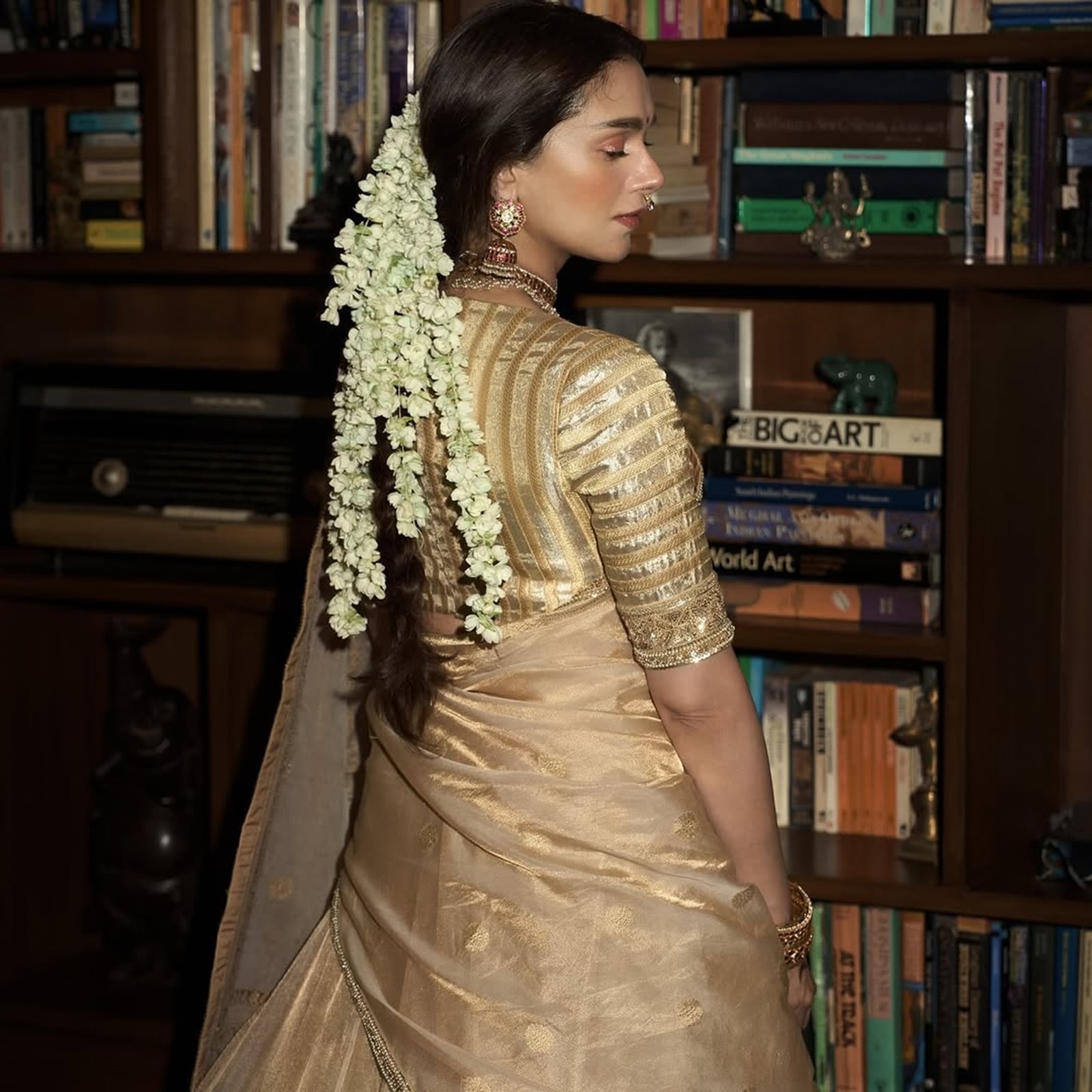 Aditi Rao Hydari enfeita o sari Wanaparthy